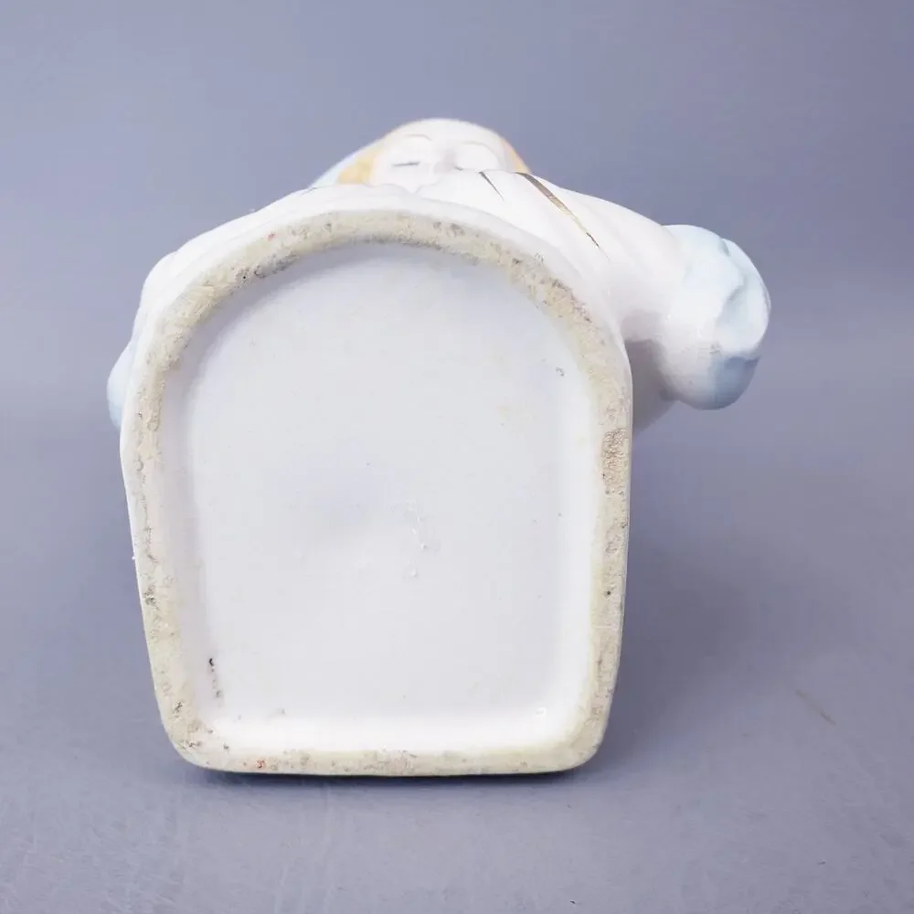 Vintage Virgin Mary Praying Madonna Ceramic Planter Vase Blue Veil Gold Accents